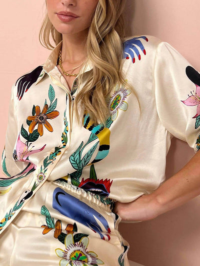 Gianna - Unique Print Button Down Oversized Blouse