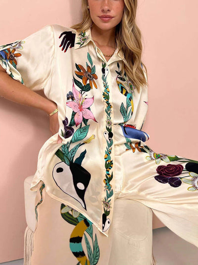 Gianna - Unique Print Button Down Oversized Blouse