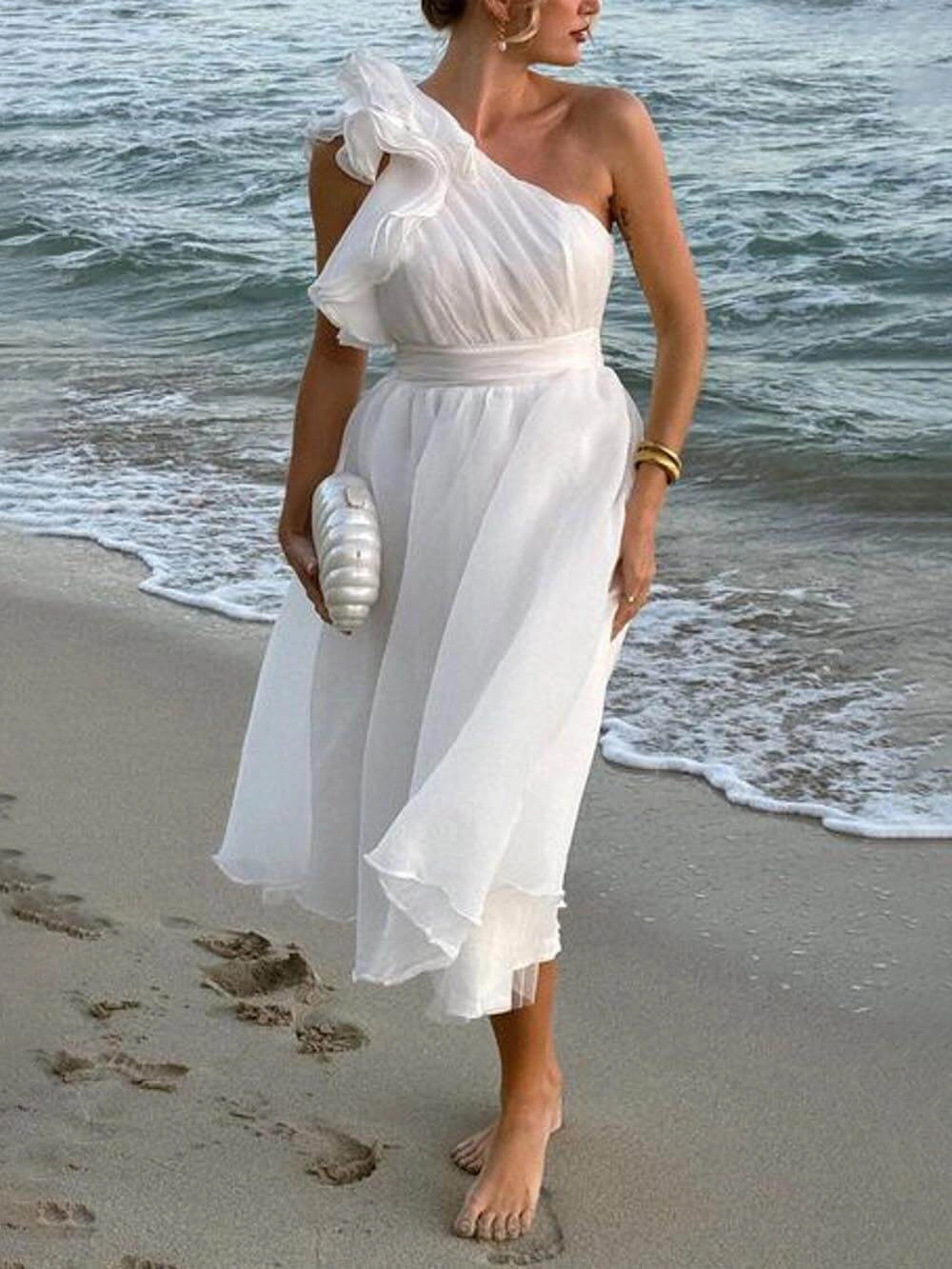 Emily - One Shoulder Layered Midi Dress