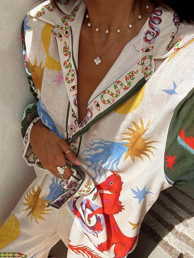 Hazel - Unique Print Shirt and Pants Set
