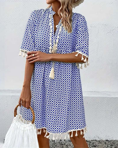 Groovy Blue Short Sleeve Mini Dress