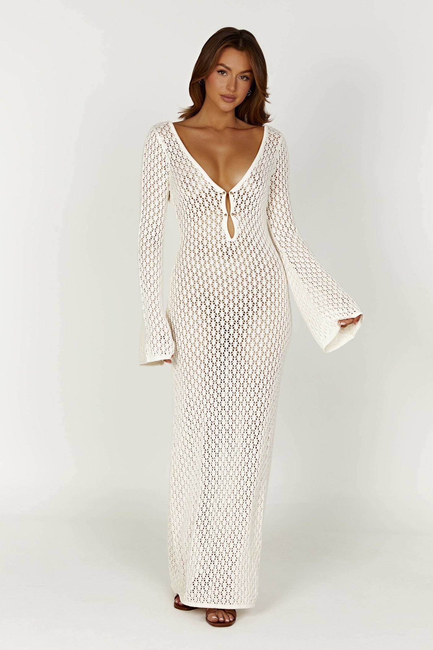 Hanna™ - White long knitted throw