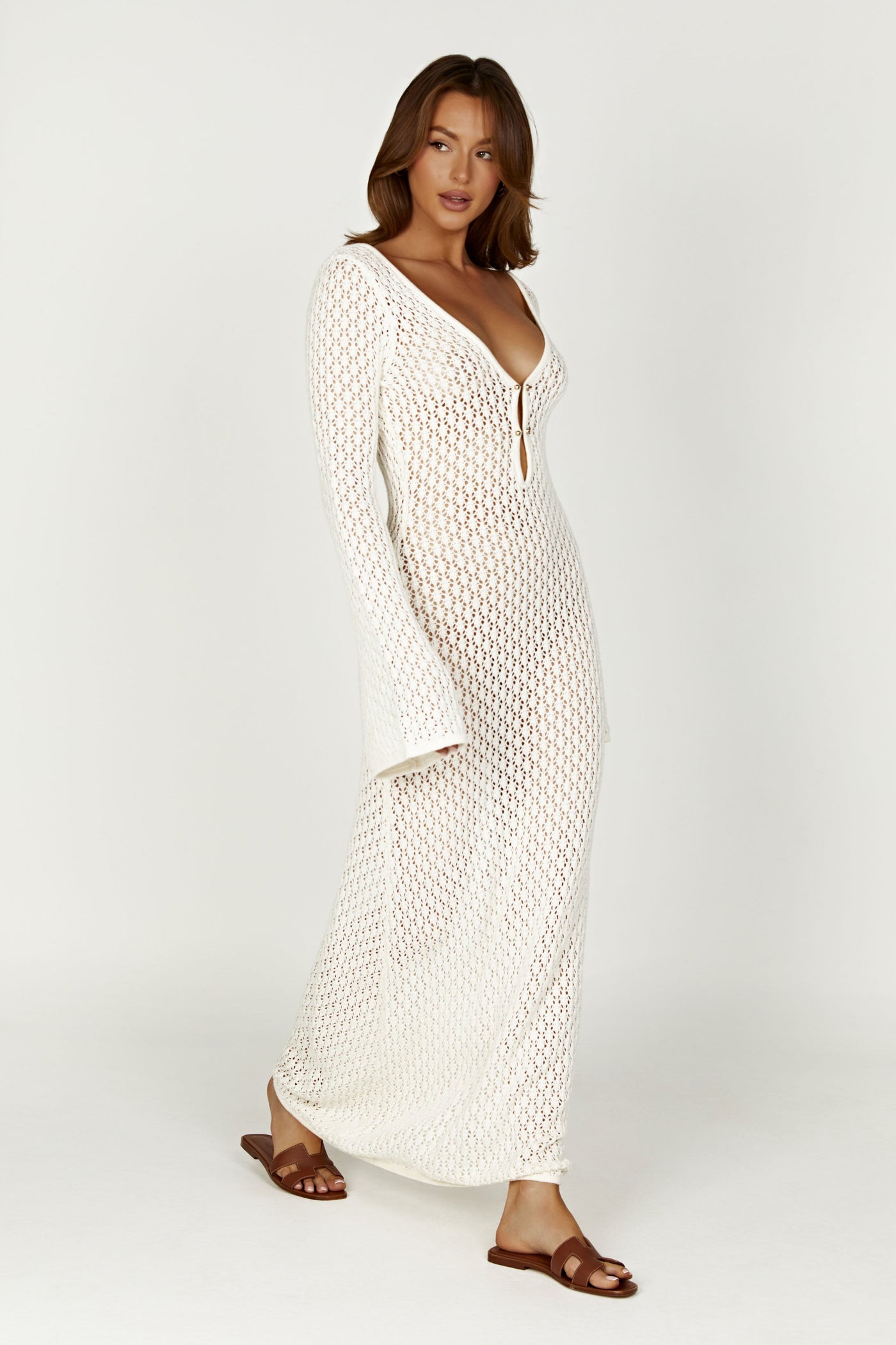 Hanna™ - White long knitted throw