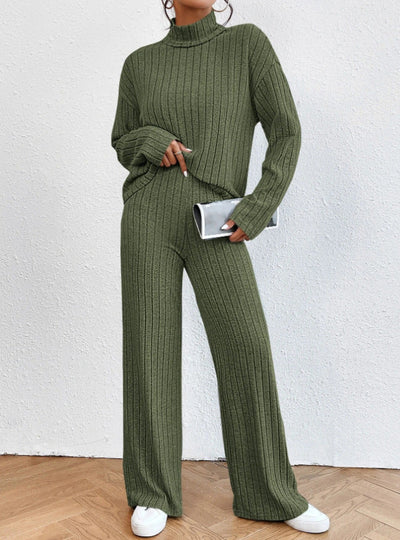 Sola - Cozy Ribbed Knit Two-Piece Set