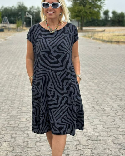 Denise - Print Dress with Round Neckline