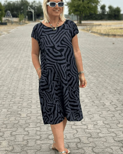 Denise - Print Dress with Round Neckline