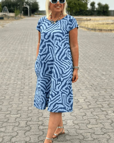 Denise - Print Dress with Round Neckline