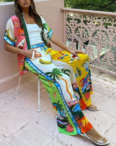 Cassy - Holiday Style Print Two-Piece Set