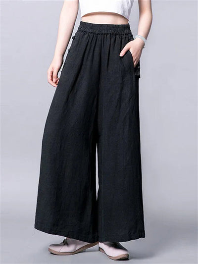Carla High Waisted  Wide Leg Linen Palazzo Pants