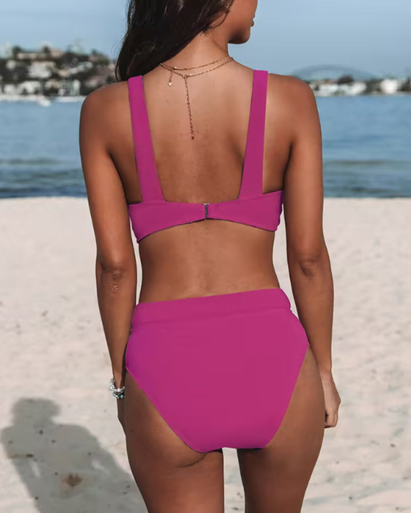 Liss - One-color high-waisted bikini