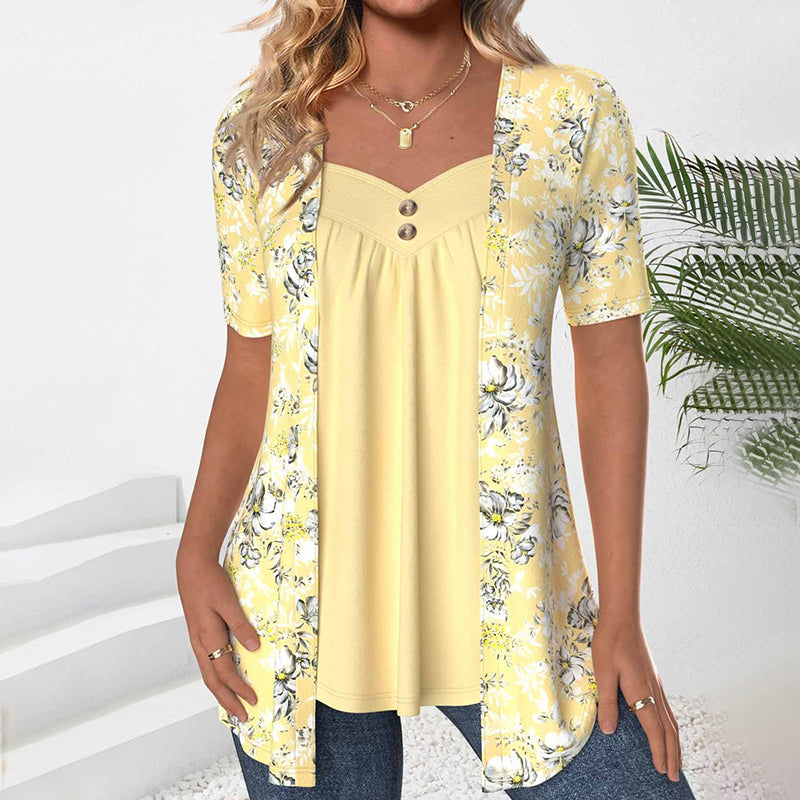 Blouse Élégante À Imprimé Floral