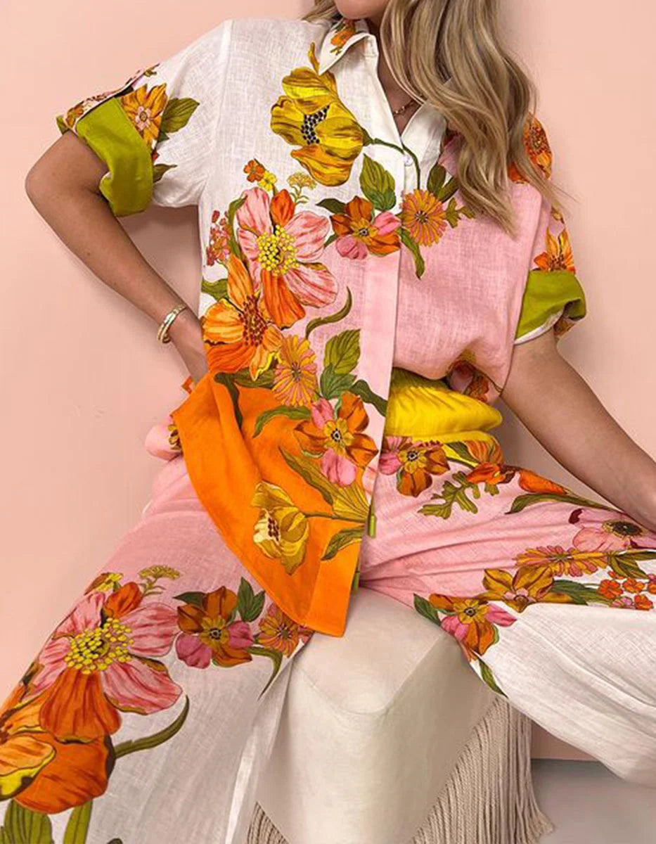 Ivana - Passionate Floral Printing Two-Piece Set