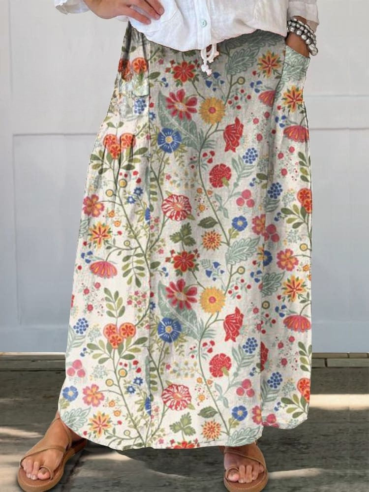 Floryn- Women's  Pastoral Floral Art Print Casual Shirt