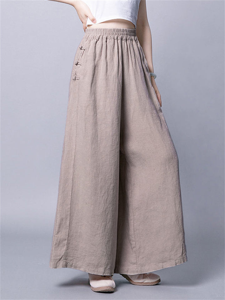 Carla High Waisted  Wide Leg Linen Palazzo Pants