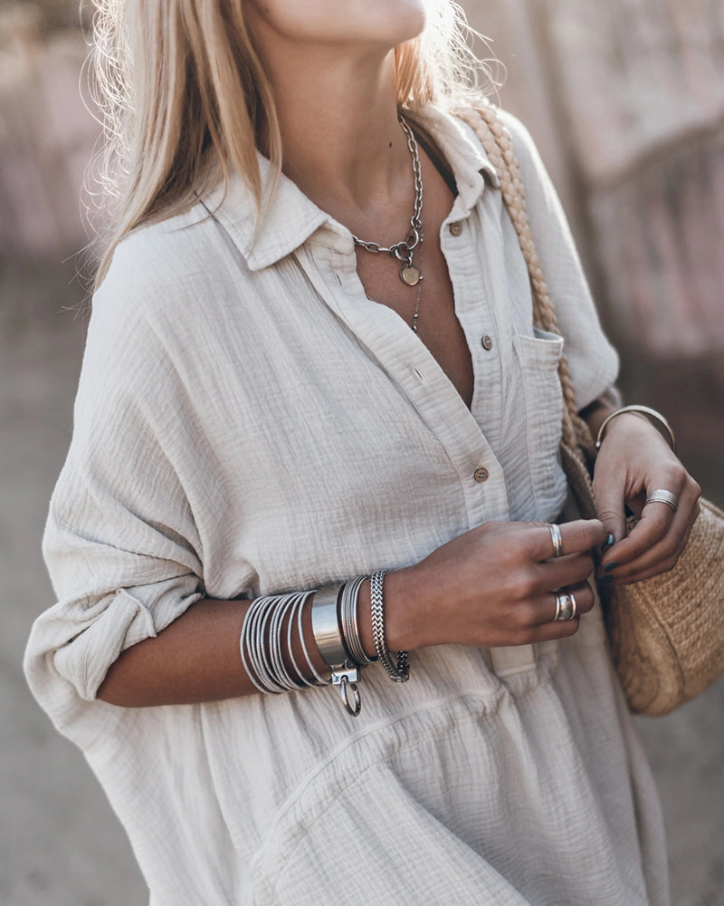 Maggie - Stylish Loose-Fit Shirt Dress