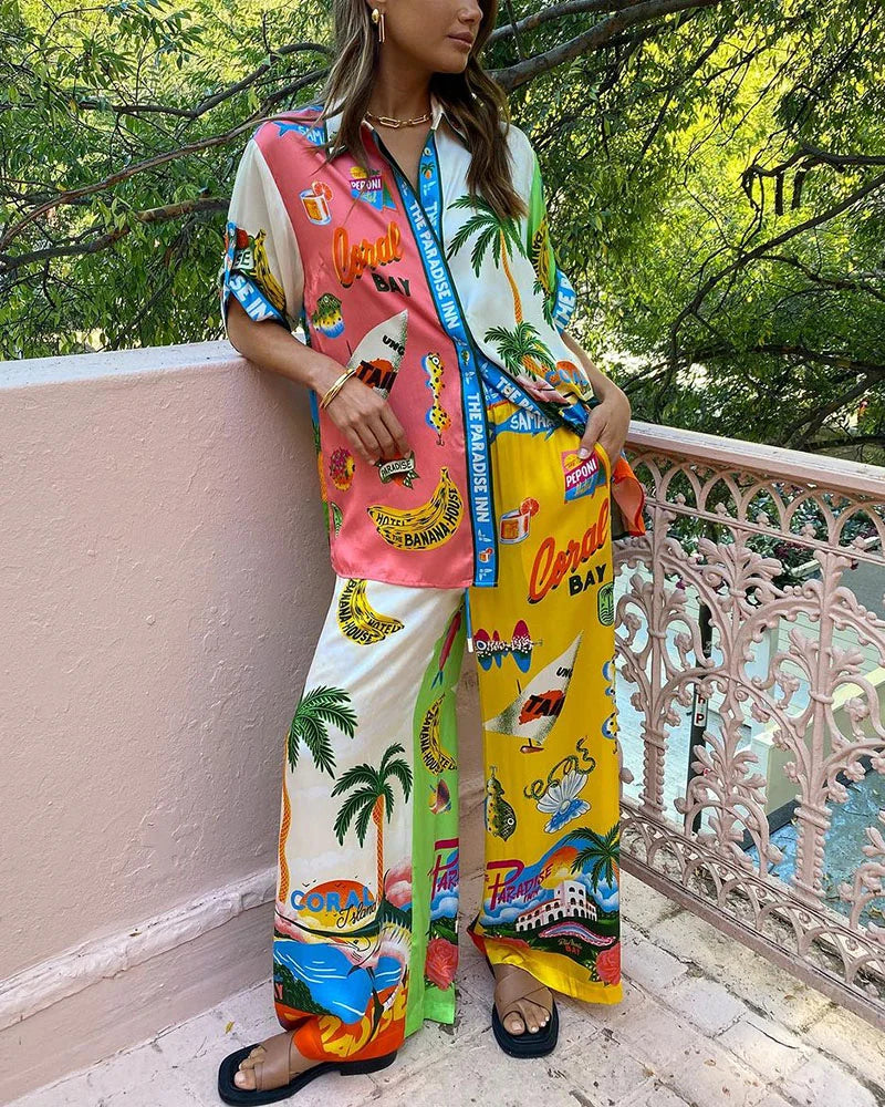 Cassy - Holiday Style Print Two-Piece Set