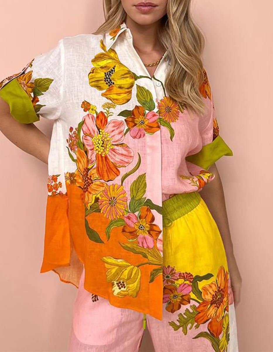 Ivana - Passionate Floral Printing Two-Piece Set