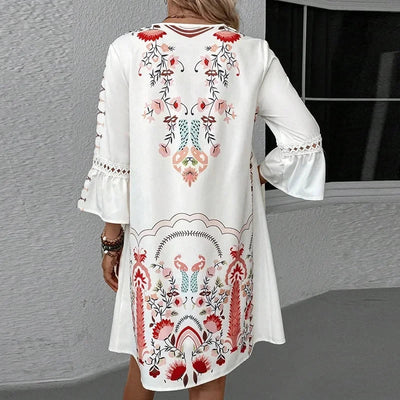 Celina - Boho Embroidered V-Neck Dress