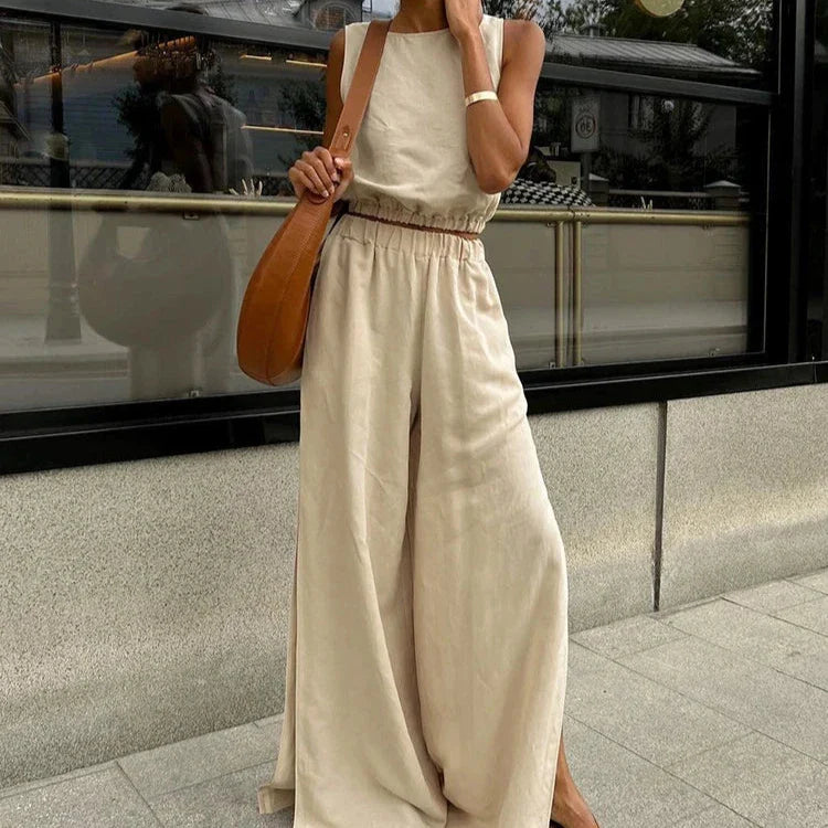 Daisy - Cotton Linen Sleeveless Top and Pants Set
