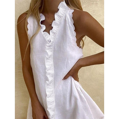 Dahlia - Sleeveless Mini Dress with Ruffle Trim
