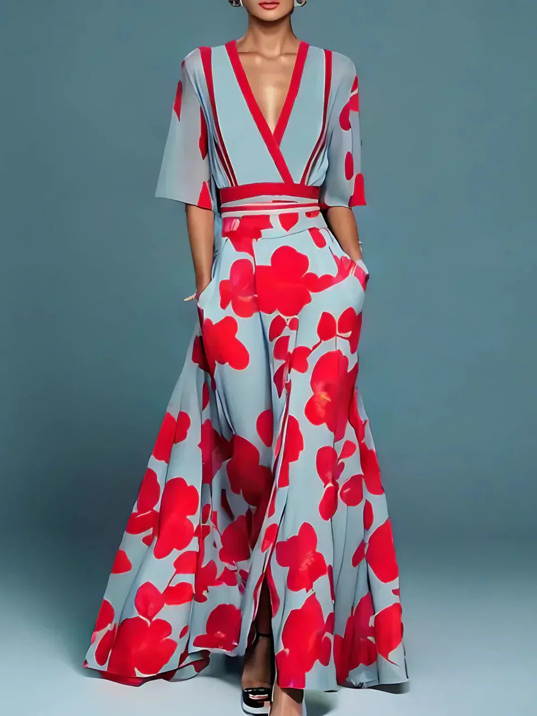 Elise - Elegant Floral Wrap Dress