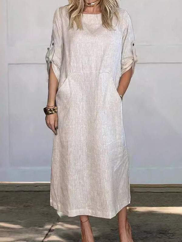 Ariana - Comfortable linen pocket dress for women