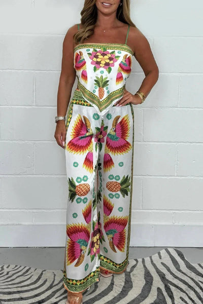 Bailey - Scarf and trousers set with parrot pattern for women