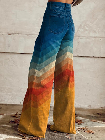 Estela | Retro Chevron Wide Pants