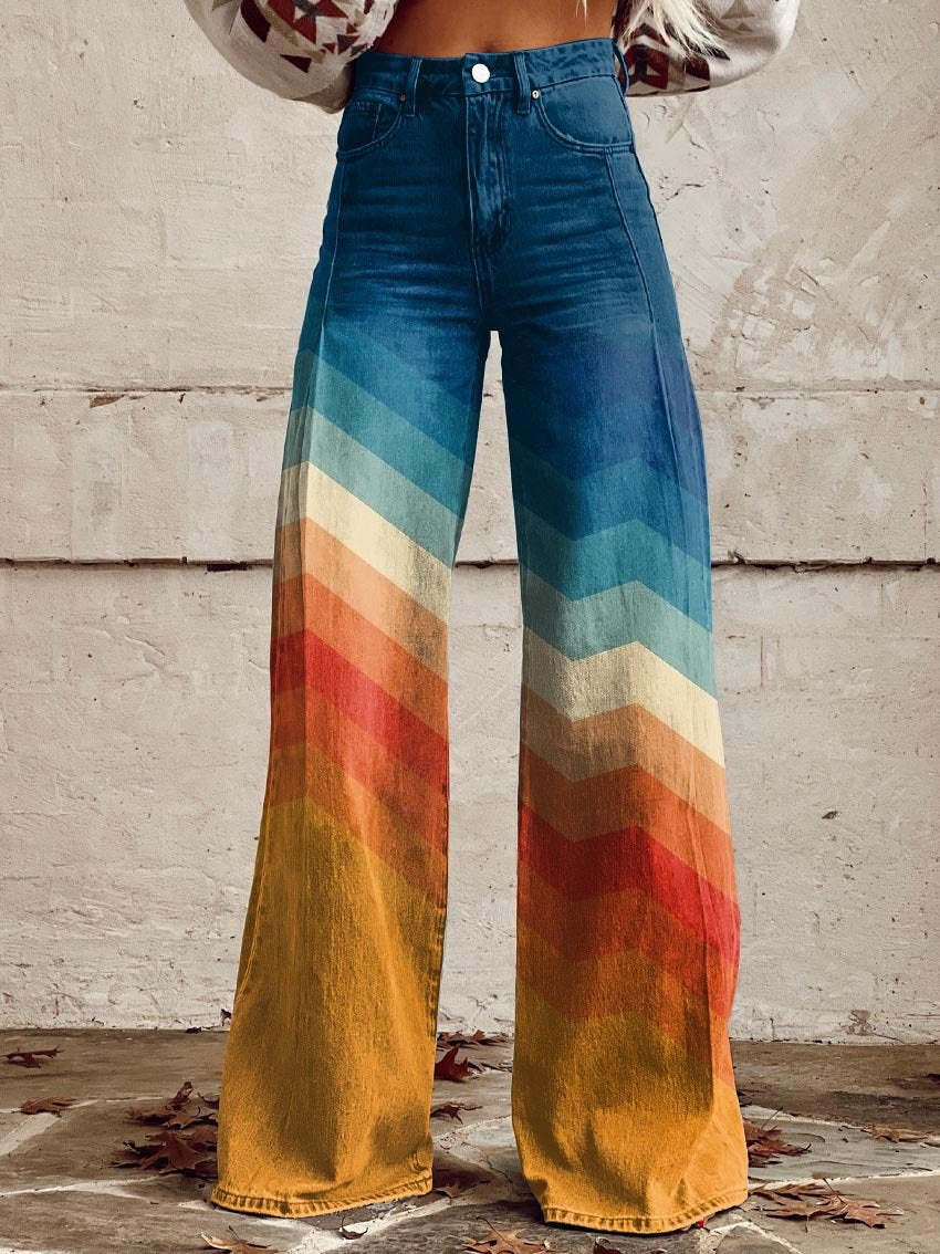 Estela | Retro Chevron Wide Pants