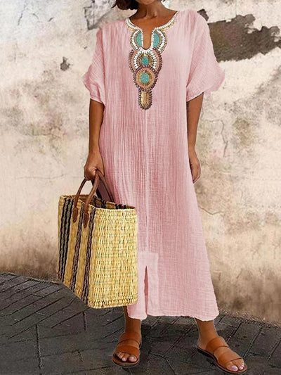 Faith - Casual Cotton Linen Maxi Dress